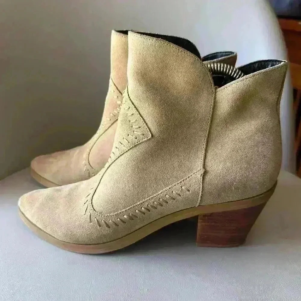 REVOLVE REBECCA MINKOFF | Lulu Womens Suede‎ Western Ankle Boots Side Zip SIZE 8